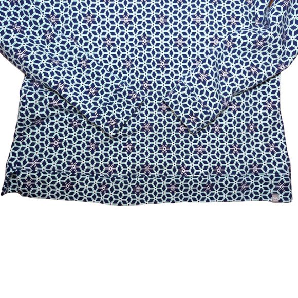 Talbots Small Long Sleeve Turtleneck Stretch Cotton Blue Green Geometric Print - Picture 10 of 11